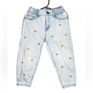 Girl’s Gold Minnie/Heart Embroidered Jeans GUC